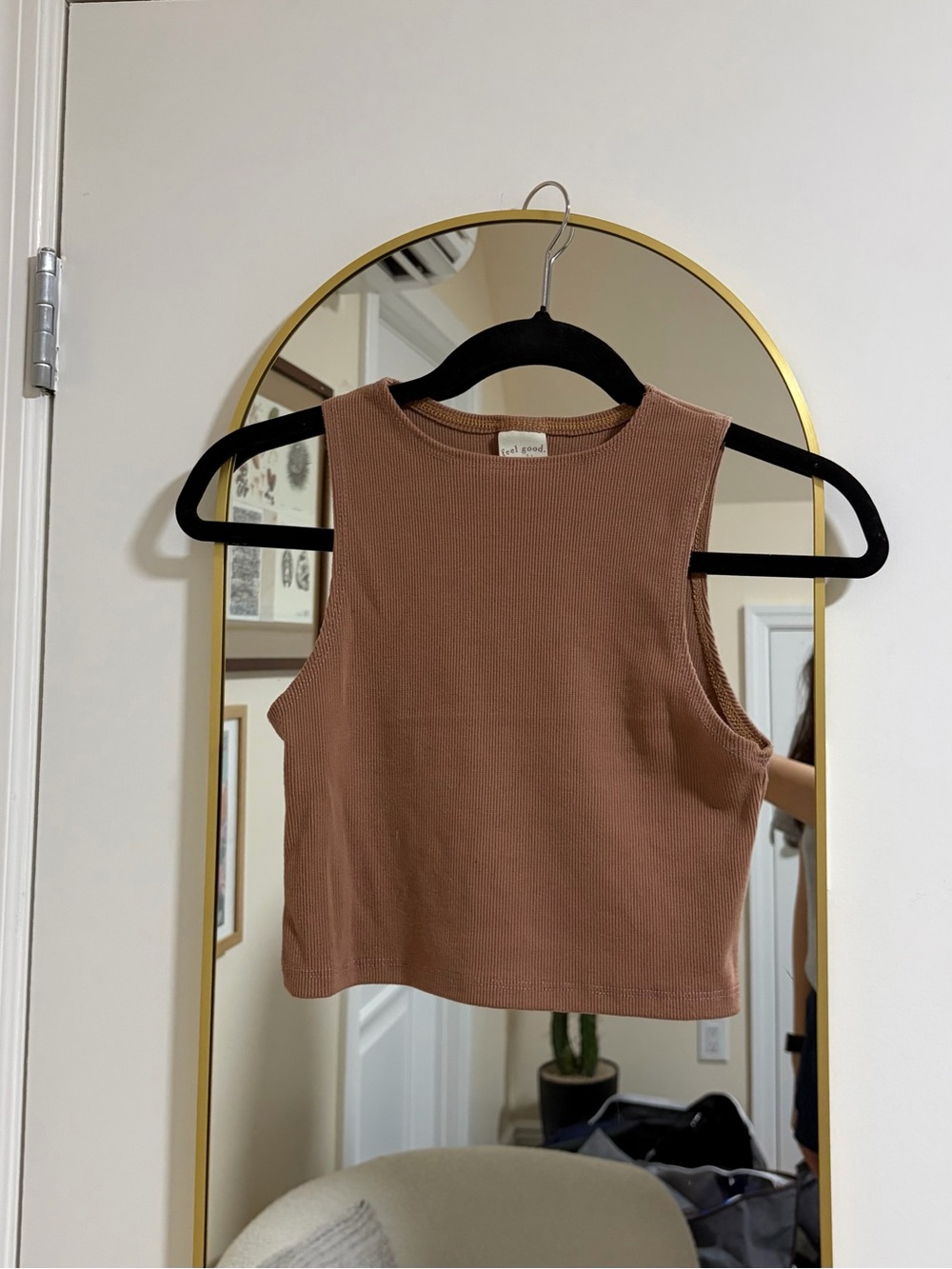 Mauve Ribbed Crop Tank Top